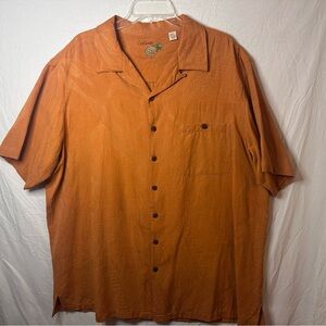 Caribbean Pineapple Hawaiian Camp Shirt Men’s 2XT Orange Tropical Button Up